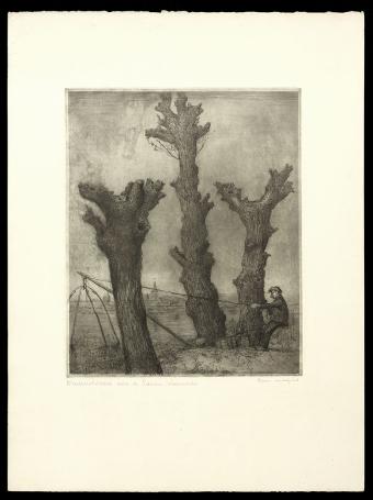 Grote gesigneerde ets van Romain Malfliet kopen