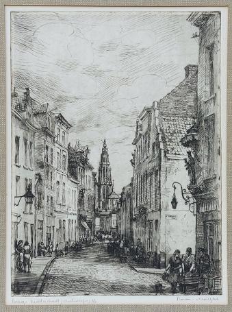 Belgische etser Romain Malfliet met een ets