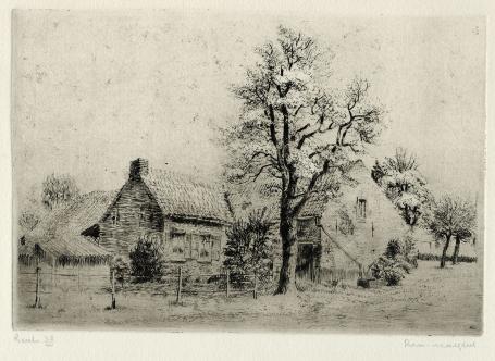 Belgische etser Romain Malfliet met een grote ets