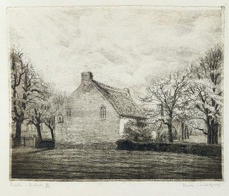 Belgische etser R. Malfliet met een ets