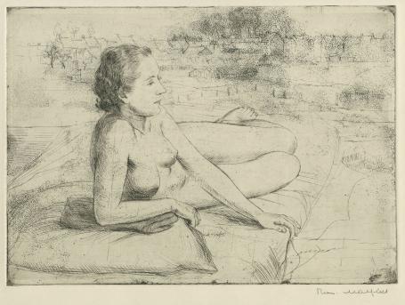 Belgische etser R. Malfliet met een naaktets