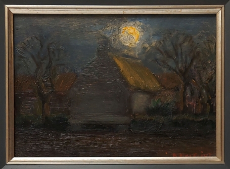 Belgische schilder R. Malfliet met een schilderij