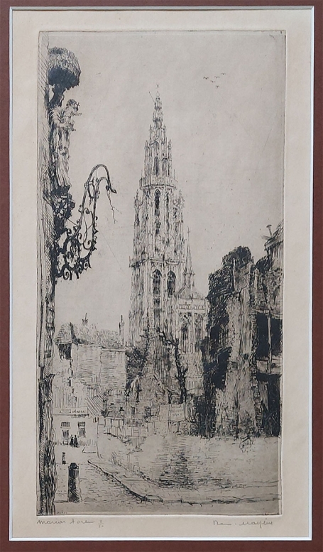 Belgische etser R. Malfliet met een ets