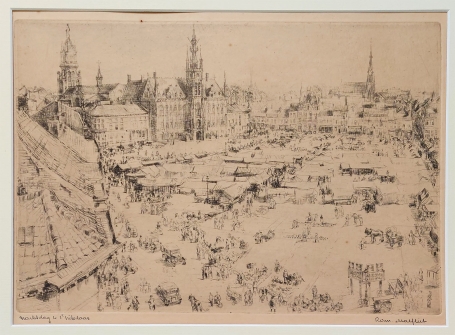 Belgische etser R. Malfliet met een ets