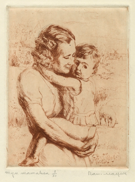 Belgische etser R. Malfliet met een ets sanguine