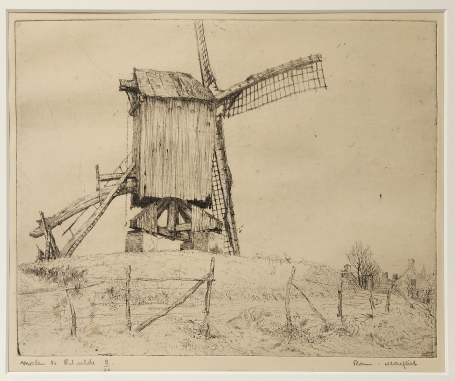 Belgische etser R. Malfliet met een ets