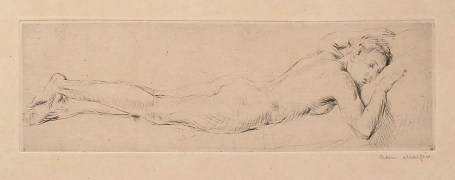 Belgische etser R. Malfliet met een ets