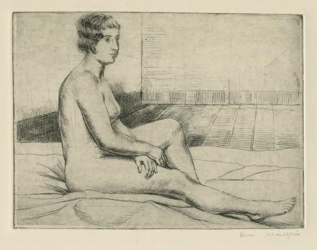 Belgische etser R. Malfliet met een naaktets