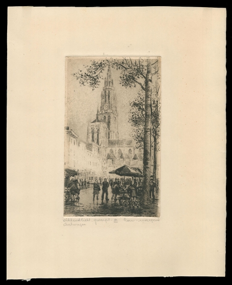 Gesigneerde Antwerpse ets van Romain Malfliet kopen