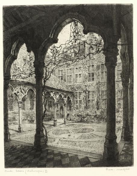 Belgische etser R. Malfliet met een ets