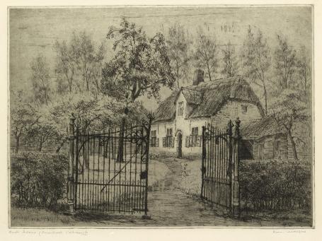 Belgische etser R. Malfliet met een ets van St Niklaas