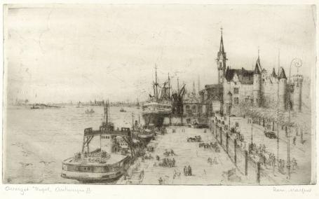 Belgische etser R. Malfliet met een ets