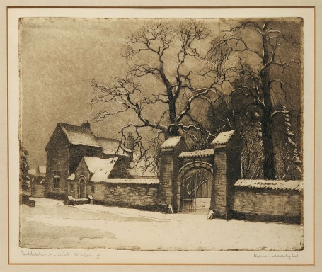 Belgische etser R. Malfliet met een grote ets