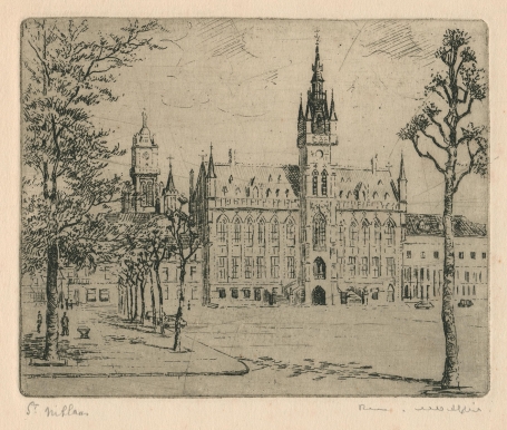 Belgische etser R. Malfliet met een ets