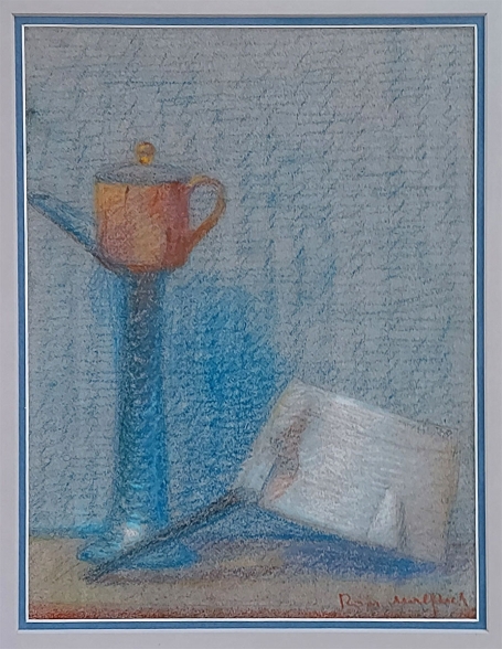 Belgische graficus Romain Malfliet met een pasteltekening