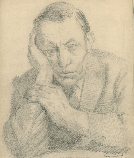 Belgische tekenaar R. Malfliet met een tekening