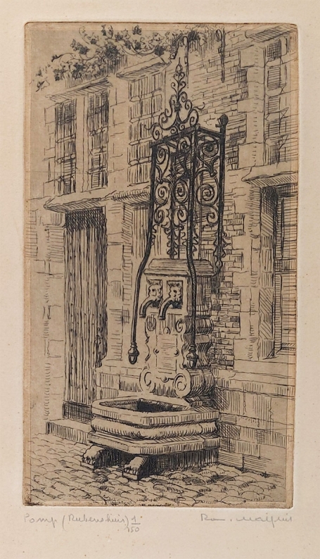 Belgische etser Romain Malfliet met een kleine ets