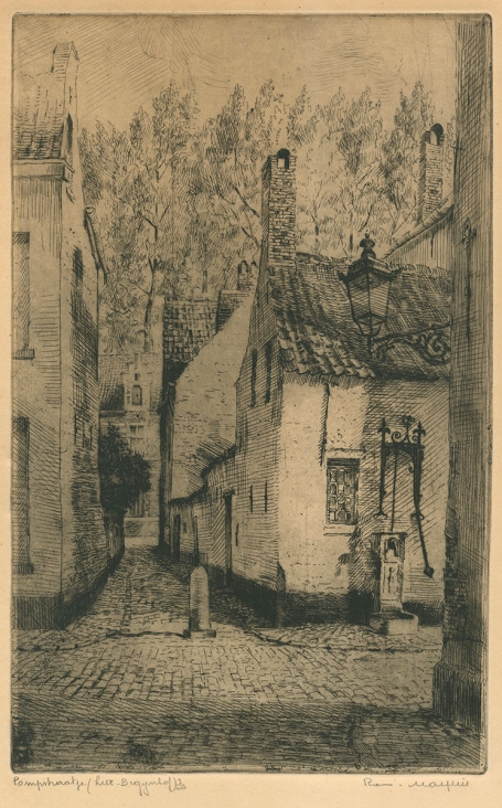 Belgische etser R. Malfliet met een ets