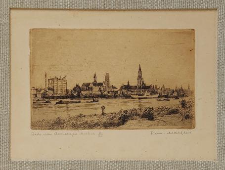 Belgische etser R. Malfliet met een ets