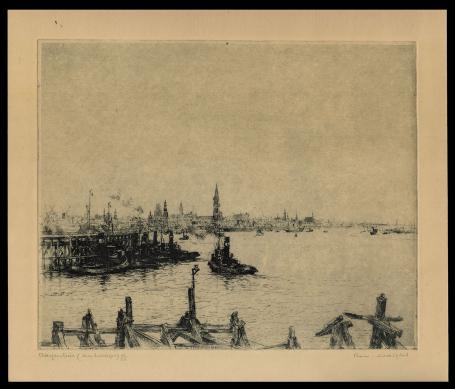 Gesigneerde ets de Royersluis te Antwerpen