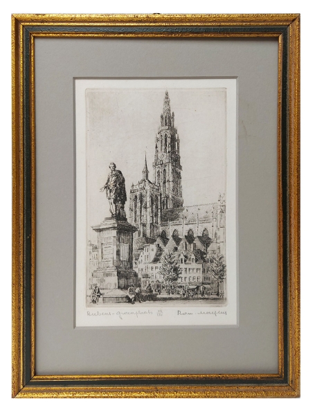 Gesigneerde ets van Romain Malfliet kopen