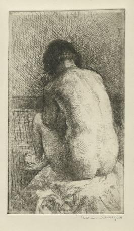 Belgische etser R. Malfliet met een naaktets