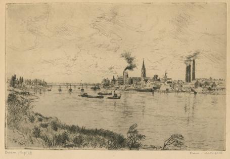 Belgische etser R. Malfliet met een ets