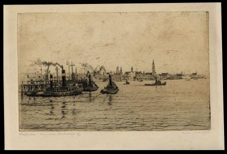 Gesigneerde ets de Royersluis te Antwerpen