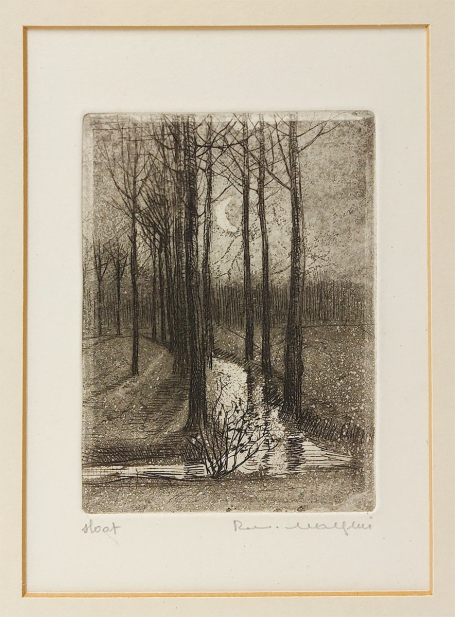 Belgische etser R. Malfliet met een kleine ets