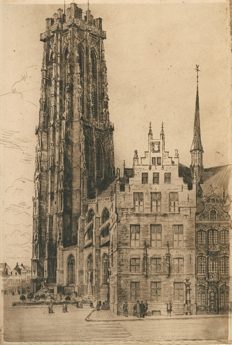 Belgische etser R. Malfliet met een Mechelse ets