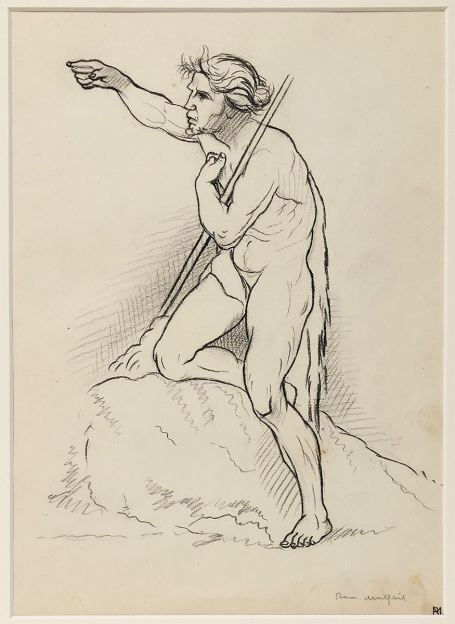 Belgische etser R. Malfliet met een tekening