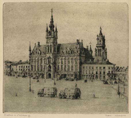 Belgische etser R. Malfliet met een ets