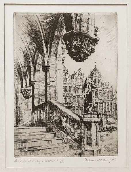 Belgische etser R. Malfliet met een ets