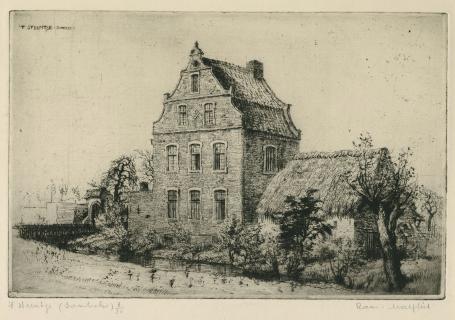 Belgische etser Romain Malfliet met een ets van Sombeke