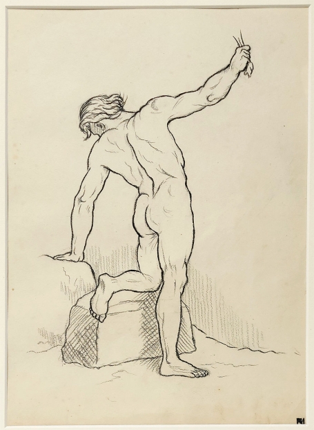 Belgische etser R. Malfliet met een tekening