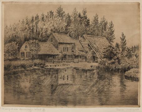 Belgische etser R. Malfliet met een ets