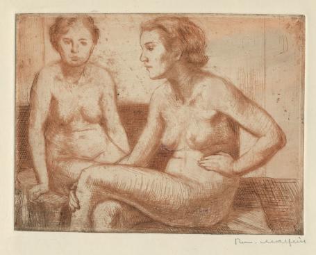 Belgische etser R. Malfliet met een naaktets