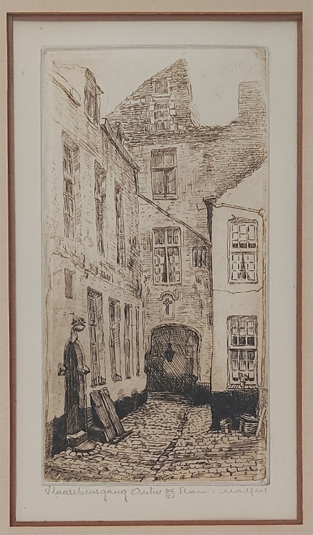 Belgische etser Romain Malfliet met een ets