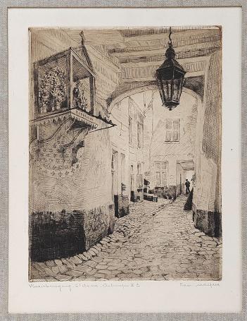 Belgische etser Romain Malfliet met een ets