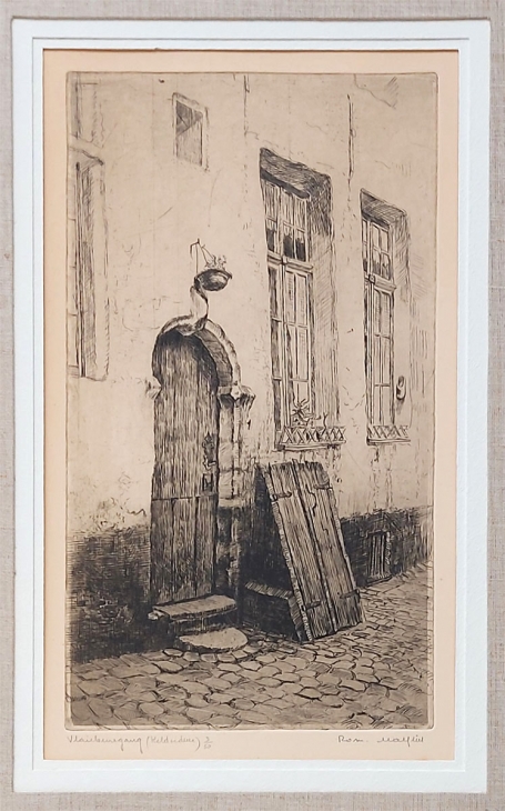 Belgische etser Romain Malfliet met een ets