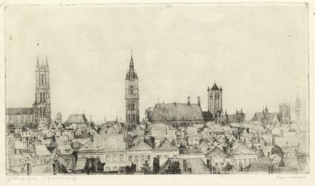 Belgische etser R. Malfliet met een heel grote ets