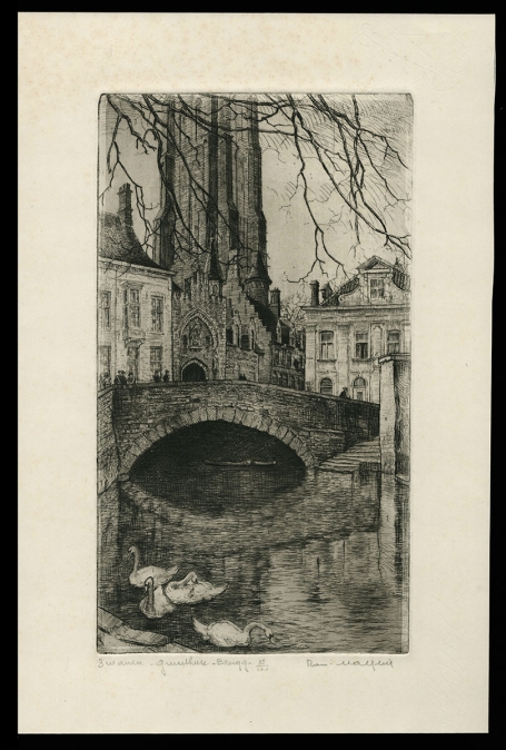 Ets van Brugs gezicht door R. malfliet