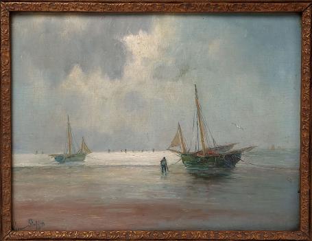 Romain Steppe met een schilderij van de Panne