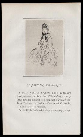 Félicien Rops met een ets uit 1864 , Le Jardin de Paris