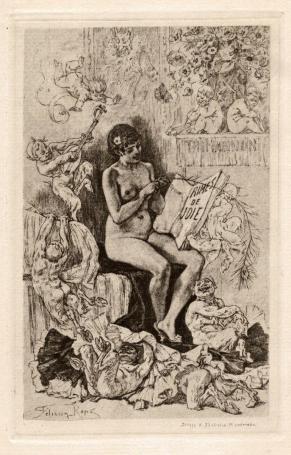 Félicien Rops met een ets uit 1881