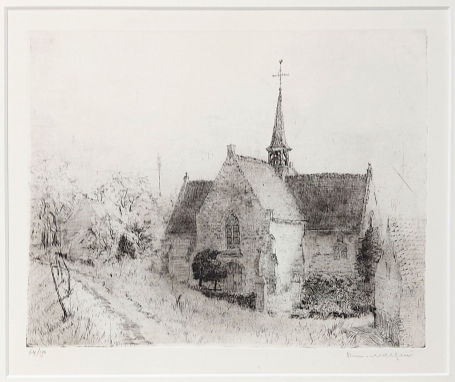 Belgische etser Romain Malfliet met een ets