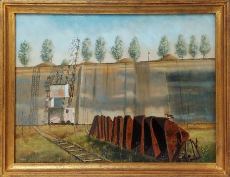 Olieverfschilderij van 1991 van kleigroeve
