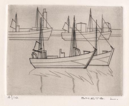 Genummerde ets van Léon Smets