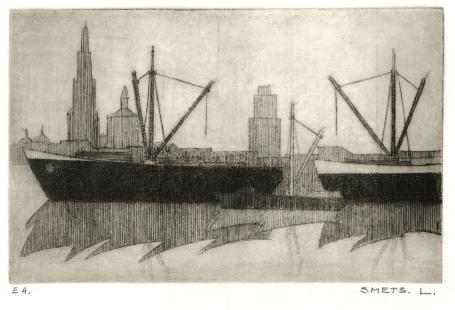 Zicht op de Antwerpse skyline aan de Schelde