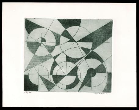 abstracte ets van L. Smets, Belgische graficus